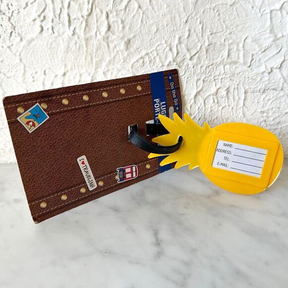 On the Go Luggage Tag Rubber Pineapple Travel Bag ID Tag - Picture 3 of 4
